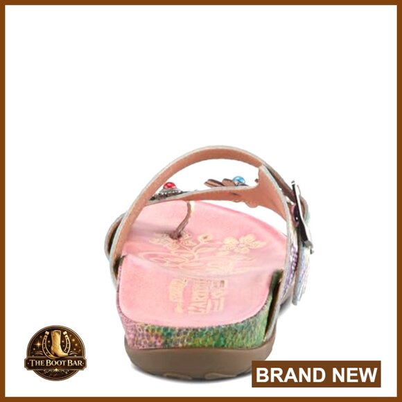 Adjustable Strap Slide Sandals with Snake Skin Pattern Leather Flexible Sole - Picture 5 of 7